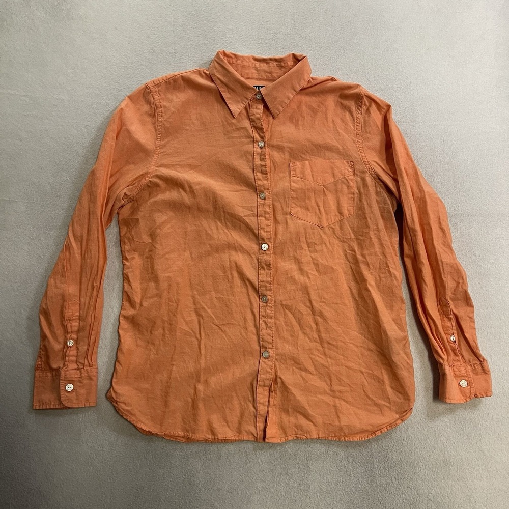 Lauren Ralph Lauren Button Up Shirt Women's Size Large Orange Woven Cotton